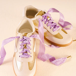 Step It Up Shoelaces - Gingham Purple