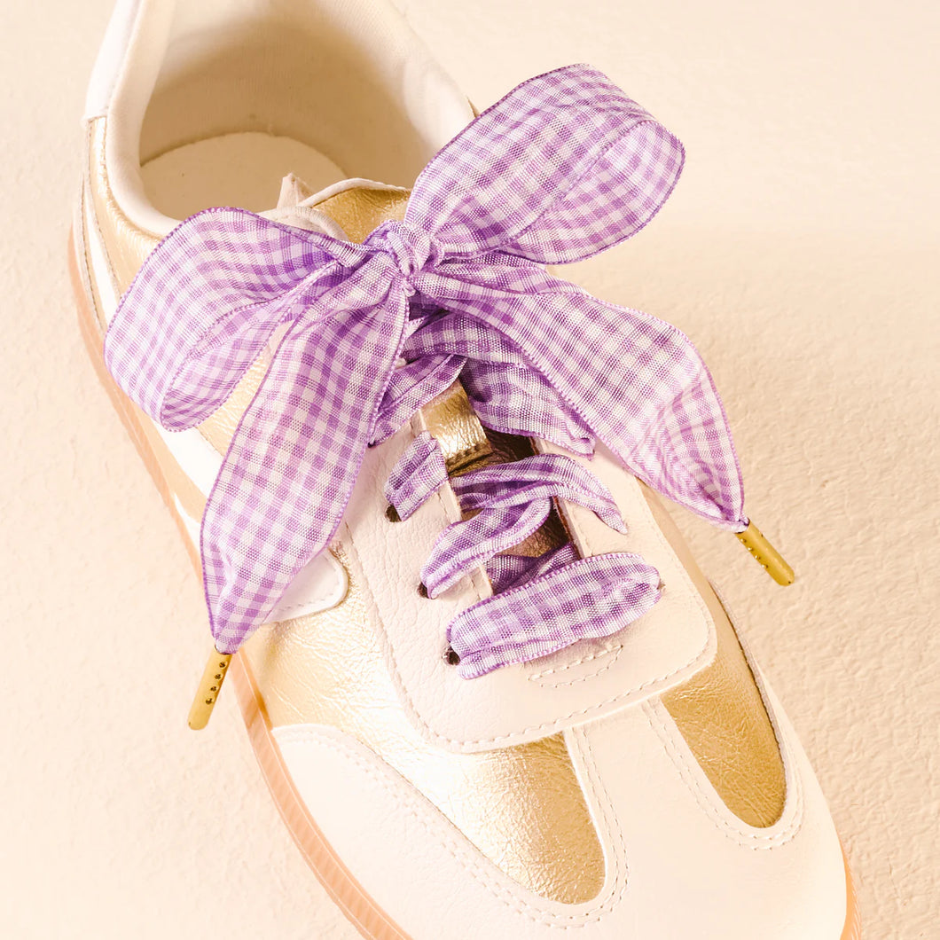 Step It Up Shoelaces - Gingham Purple