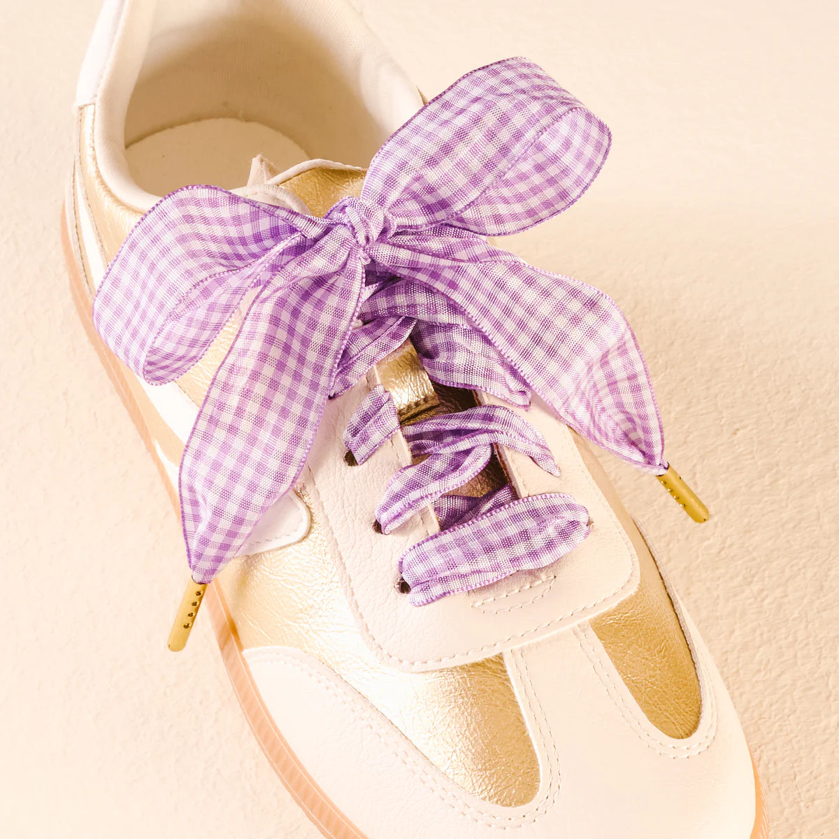 Step It Up Shoelaces - Gingham Purple