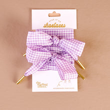 Load image into Gallery viewer, Step It Up Shoelaces - Gingham Purple