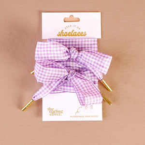 Step It Up Shoelaces - Gingham Purple