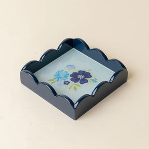 Scallop Trinket Tray - Dainty Floral Navy