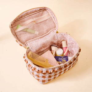 Glam & Go Quilted Cosmetic Bag - Maple Gingham