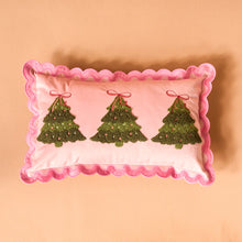 Load image into Gallery viewer, Twinkling Trees Scalloped Rectangle Throw Pillow