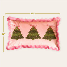 Load image into Gallery viewer, Twinkling Trees Scalloped Rectangle Throw Pillow