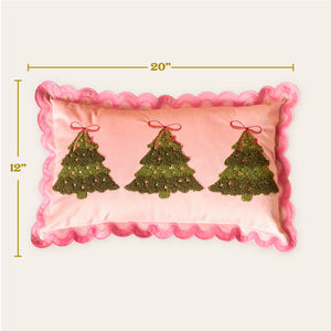 Twinkling Trees Scalloped Rectangle Throw Pillow
