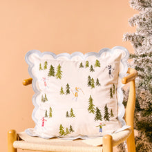 Load image into Gallery viewer, Aprés Ski Scalloped Square Throw Pillow
