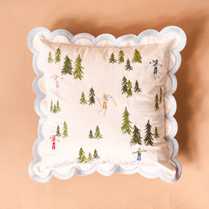 Aprés Ski Scalloped Square Throw Pillow