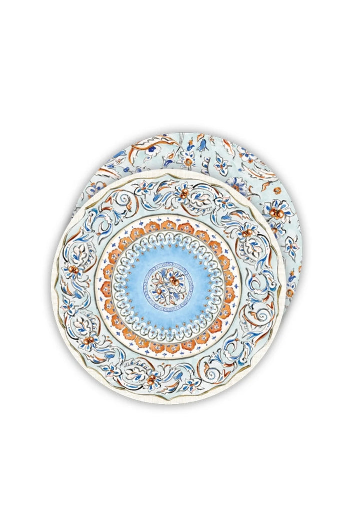 Blue And Brown Fall Plater Round Coaster