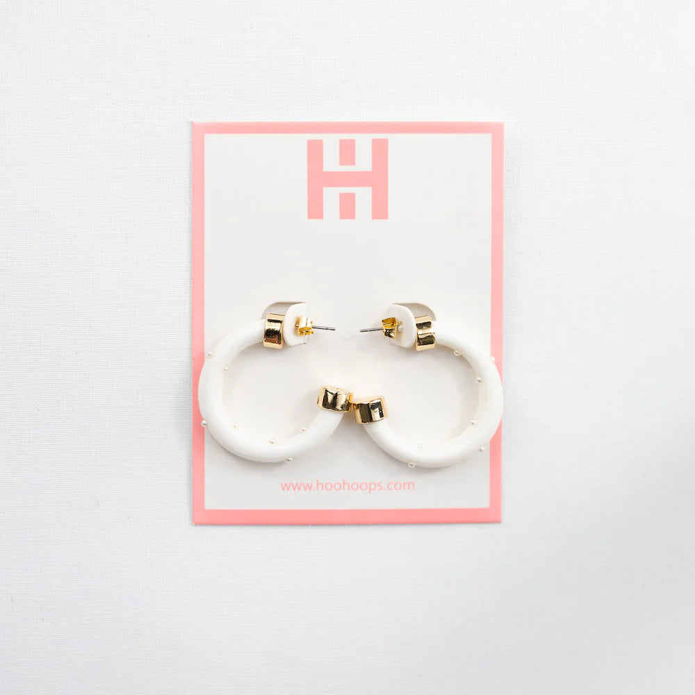 White Hoo Hoop Minis with Pearls