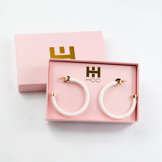 White Hoo Hoops with Pearls