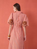 Brooks Avenue Banyan Puff Sleeve Midi Dress | Terracotta Stripe