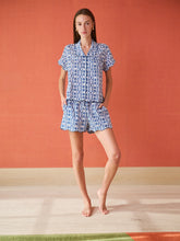 Load image into Gallery viewer, Brooks Avenue Scalloped Pajama Set Short | Navy Chintz