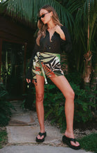 Load image into Gallery viewer, Show Me Your MUMU Iva Bow Skirt | Caribbean Palms Luxe Satin
