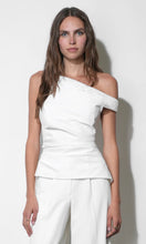 Load image into Gallery viewer, Greylin Yvette Asymmetric Side Pleated Top | White
