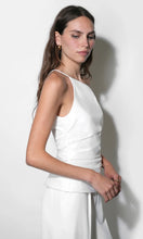 Load image into Gallery viewer, Greylin Yvette Asymmetric Side Pleated Top | White