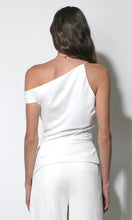 Load image into Gallery viewer, Greylin Yvette Asymmetric Side Pleated Top | White