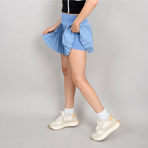 Yura Pull On Pleated Mini Skirt | Slate Blue