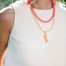 Load image into Gallery viewer, Smith &amp; Co Leather Fish Necklace | Yellow/Orange