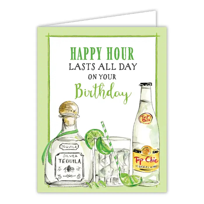 Handpainted On Your Birthday Happy Hour Lasts All Day Ranch Water Greeting Card