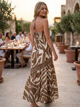 Load image into Gallery viewer, Zebra Halter Maxi Dress | Mocha