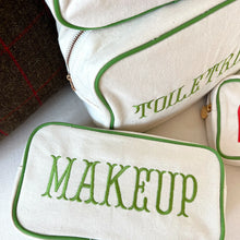 Load image into Gallery viewer, Green Canvas Makeup Bag