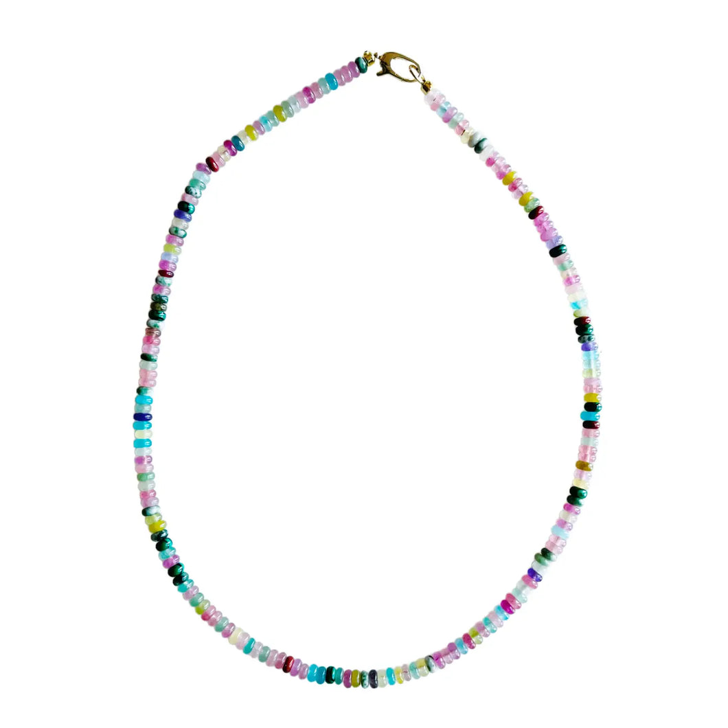Dainty Rainbow Row Gemstone Necklace