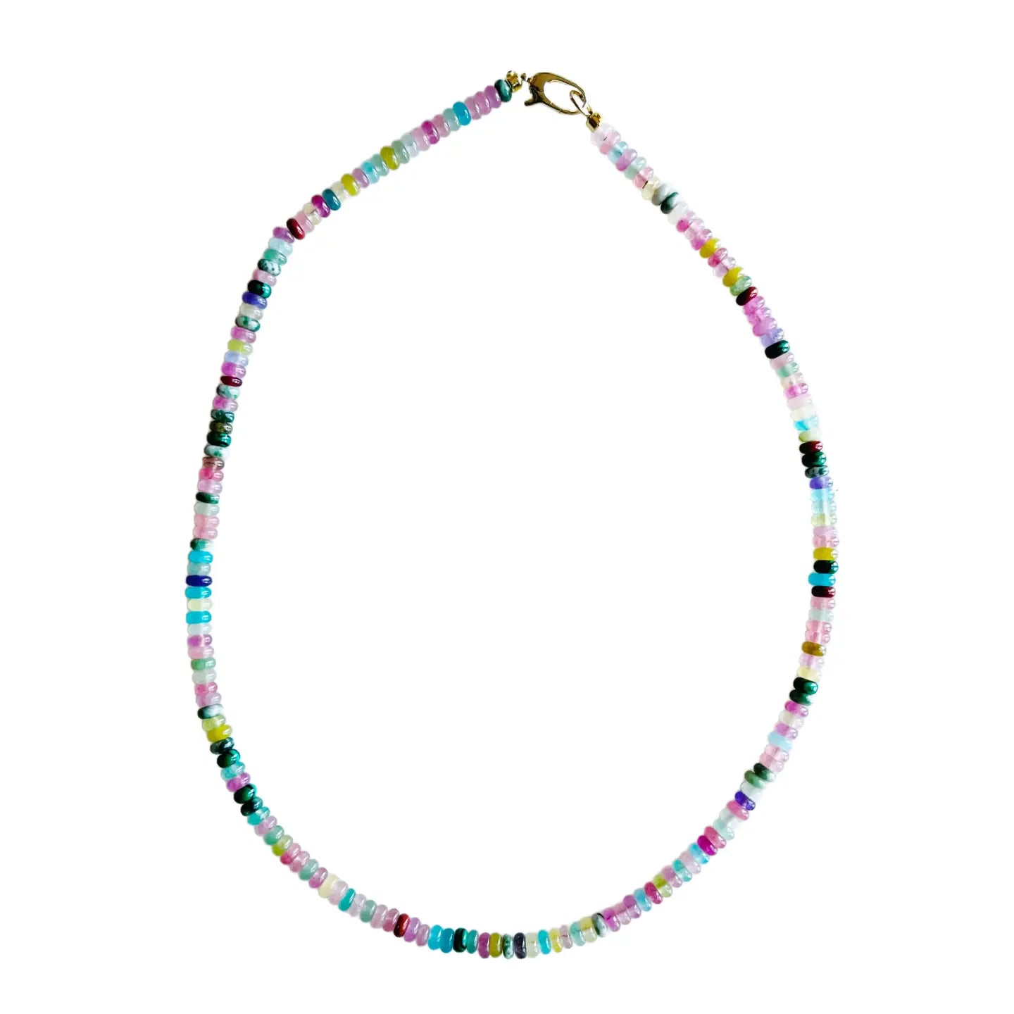 Dainty Rainbow Row Gemstone Necklace