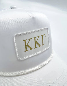 White & Gold Sorority Patch Trucker Hat
