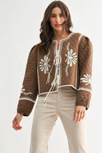 Load image into Gallery viewer, Quilted Bloom Tie-Front Jacket | Mocha/Cream