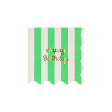Load image into Gallery viewer, Meri Meri Stripe Happy Birthday Cocktail Napkins