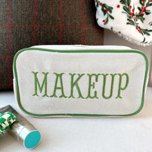 Load image into Gallery viewer, Green Canvas Makeup Bag