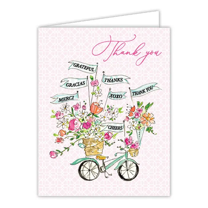 Handpainted Bicycle With Thank You In Many Languages Greeting Card