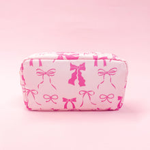 Load image into Gallery viewer, Pink Bows Nylon Cosmetic Zipper Bag