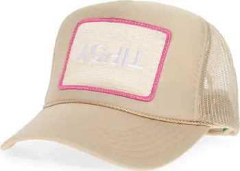 Friday Feelin' Tipsy Trucker Hat in Tan