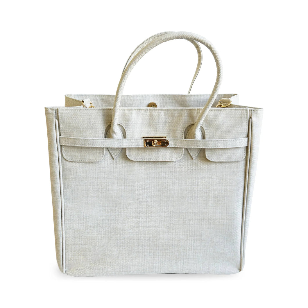 Coated Linen Everything Tote Bag