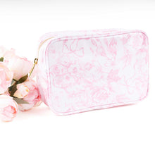 Load image into Gallery viewer, Pink Bow Toile Clear Coated Rectangular Cosmetic