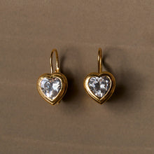 Load image into Gallery viewer, HART Bezel Heart Drop Earrings