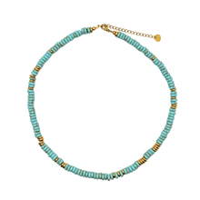 Load image into Gallery viewer, Small Turquoise Gemstone Necklace with Gold Accents