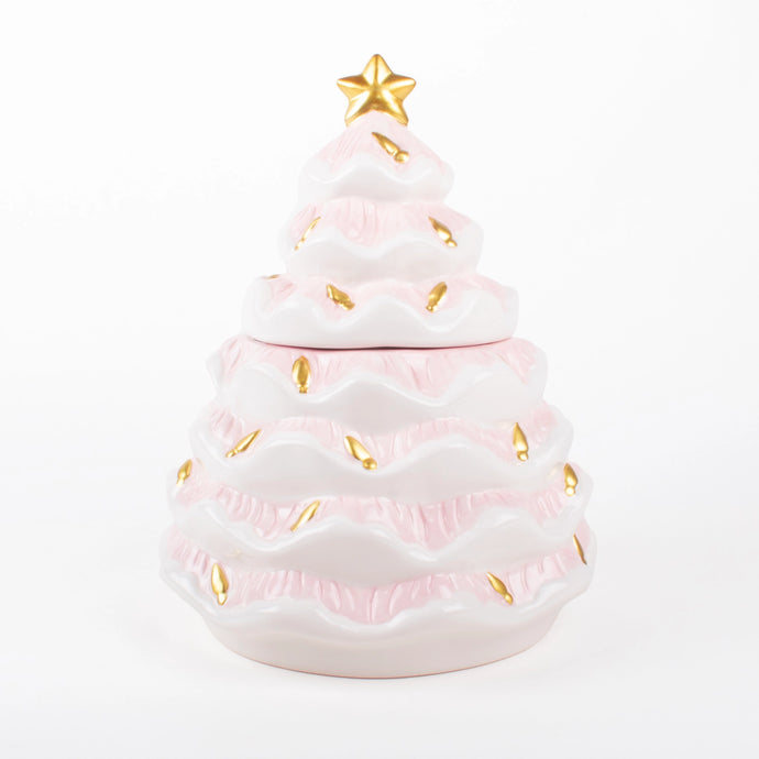 Pink Christmas Tree Cookie Jar