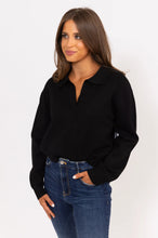 Load image into Gallery viewer, Karlie Black Vneck Collared Sweater