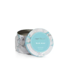 Load image into Gallery viewer, Blue Jean Modern Marble Travel Tin Candle