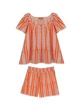 Load image into Gallery viewer, Brooks Avenue Ivy Flutter Sleeve Pajama Set Short | Frond Orange