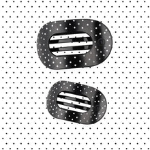 Load image into Gallery viewer, Teleties Black Polka Dot Party Medium Flat Round Hair Clip