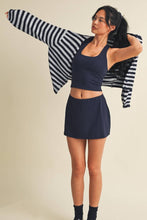 Load image into Gallery viewer, Striped Knit Button Up Cardigan Sweater | Navy Blue Stripe