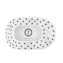 Load image into Gallery viewer, Teleties White Polka Dot Party Large Flat Round Hair Clip