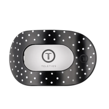 Load image into Gallery viewer, Teleties Black Polka Dot Party Large Flat Round Hair Clip