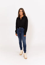 Load image into Gallery viewer, Karlie Black Vneck Collared Sweater