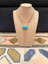 Load image into Gallery viewer, 18K Gold &amp; Turquoise Stone Adjustable Bolo Necklace