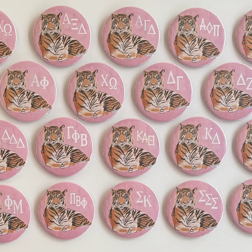 Pink Tiger Sorority Button